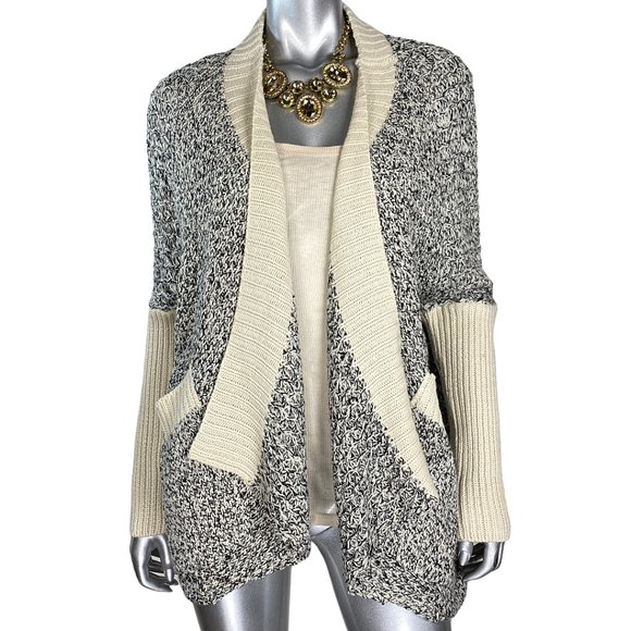 Design Lab Sweater Beige Black Cardigan 